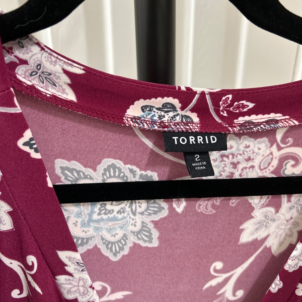 Torrid Floral Burgundy Dress - Picture 2 of 3